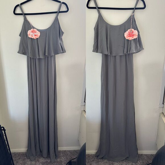Show Me Your MuMu Caitlin Ruffle Maxi Dress in Grey - Picture 2 of 7